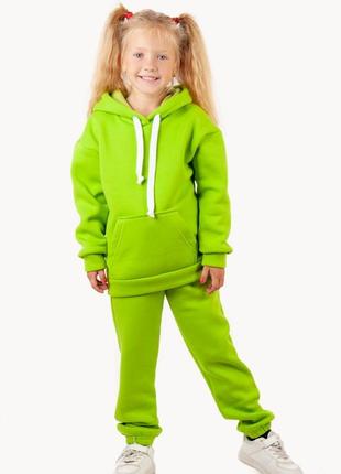 7 кольорів 🌈теплий костюм на флісі дитячий, утеплений флісом спортивний комплект худі і штани4 фото