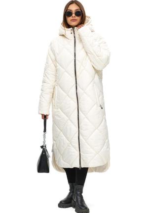 Зимове  жіноче пальто стьобане з капюшоном розмір 42 44 46 48 50 521 фото