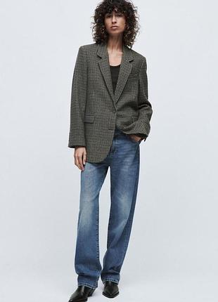 Zara жакет піджак блейзер клітина шерсть