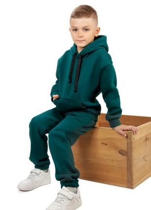7 кольорів 🌈теплий костюм на флісі дитячий, утеплений флісом спортивний комплект худі і штани3 фото