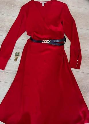 Красное кэжуал платье h&amp;m однотонное