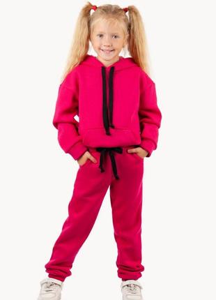 7 кольорів 🌈теплий костюм на флісі дитячий, утеплений флісом спортивний комплект худі і штани8 фото