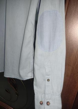 Голубая коттоновая рубашка бойфренд h&amp;m (100% хлопок)7 фото