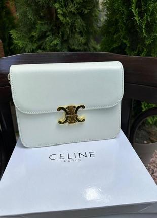 Женская сумка селин белая celine white натуральная кожа9 фото