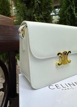 Женская сумка селин белая celine white натуральная кожа4 фото