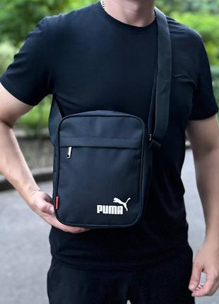 Мужская сумка месенджер puma lok через плечо  чорная спортивная барсетка