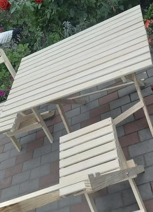 Стіл розкладний прямокутний з натурального дерева 120*60 см, ручна робота