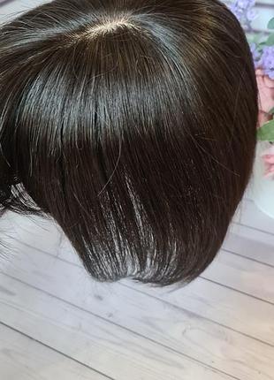 Накладка топпер макушка челка шиньон 100% натуральный волос с имитацией кожи головы