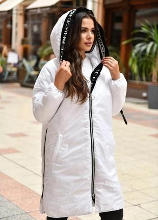 Удлиненная женская куртка плащевка непромокаемоя большого размера -46-48,50-52,54-56,58-60,62-64.3 фото