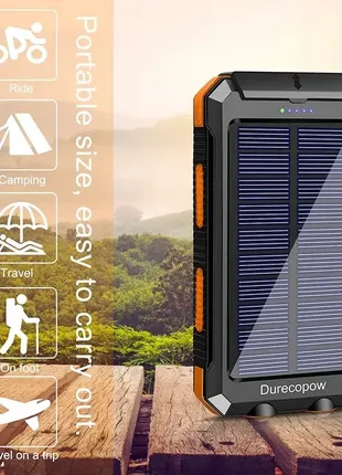 20000 павербенк durecopow для кемпінгу із сонячною батареєю | powerbank3 фото