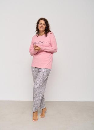 Пижама женская с штанами в сердечка хлопковая размер 2xl, 3xl, 4xl, 5xl5 фото