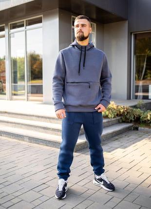 Теплые мужские спортивные штаны на флисе, брюки спортивные трехнитка с начесом флис