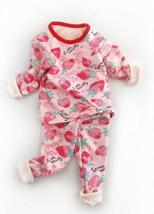 Утепленная плюшевая пижама детская 92-134