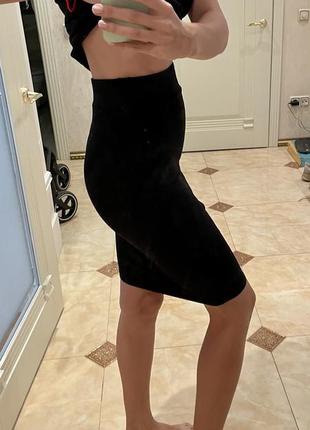 Классическая черная стрейчевая юбка.3 фото