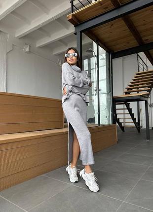 🎨 черный, серый! реал! теплый ангоровый женский костюм рубчик гольф юбка серая женский тёплый ангора ангоровый ангоровый