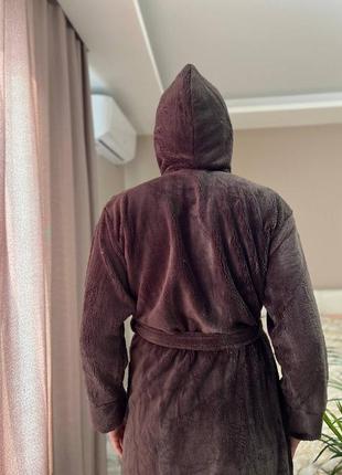 Стильний чоловічий махровий халат зі зручним капюшоном і двома глибокими кишенями8 фото