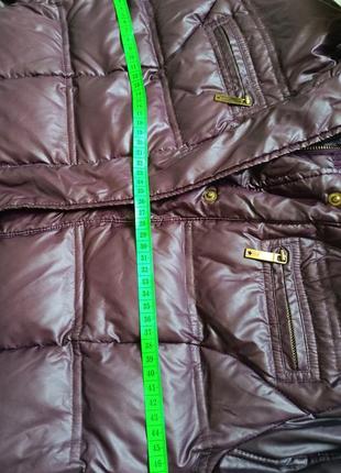 Куртка курточка пуховик бордо капюшон натуральний енот єнот зима осінь стьобана стебана7 фото