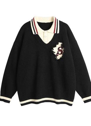 Свитер с воротником: "school vibe"