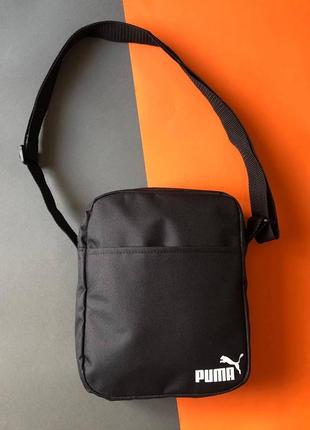 Сумка puma черного цвета / мужская спортивная сумка через плечо пума / барсетка puma