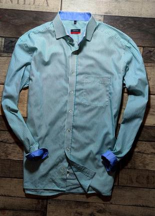 Мужская элегантная базовая хлопковая рубашка eterna в салатовом цвете  размер (42)l2 фото