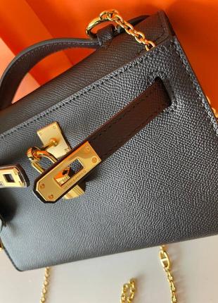 Сумка кожа hermes kelly 🖤7 фото