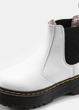 Женские ботинки белые dr.martens chelsea мех5 фото