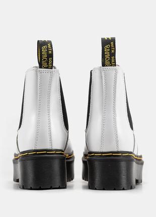 Жіночі черевики білі dr.martens chelsea хутро6 фото