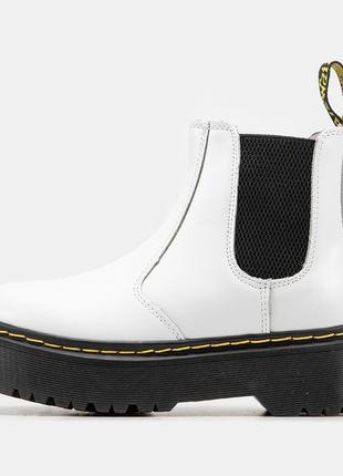 Жіночі черевики білі dr.martens chelsea хутро8 фото