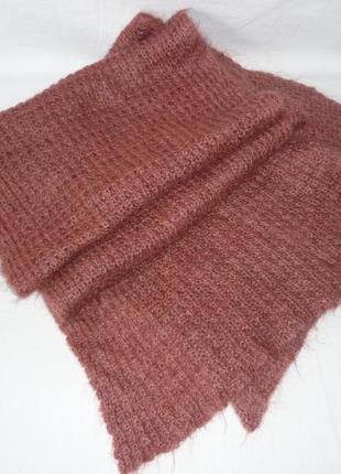 Объемный длинный вязаный теплый мохерный шарф5 фото