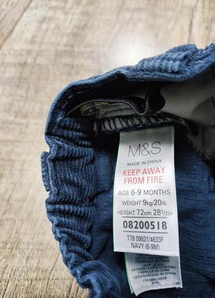 Штаны вельветовые, m&s, р. 3-6мес., 62-68, длинна 35см2 фото