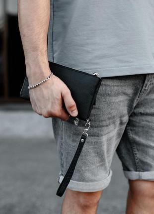 Чоловічий клатч-гаманець із натуральної зернистої шкіри6 фото