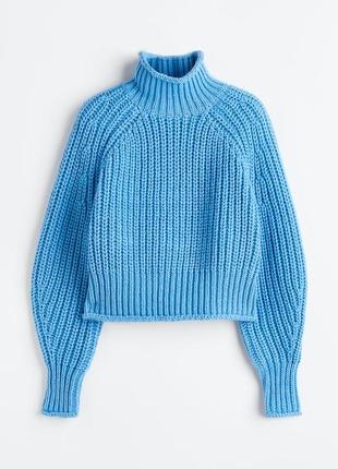 Голубой свитер h&amp;m оверсайз крупной вязки / свитер крупной вязки