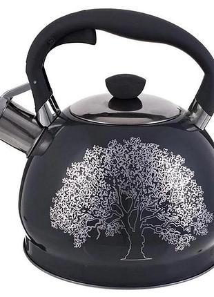 Чайник для плиты edenberg 2 л из нержавеющей стали со свистком черно-белый (eb-1956)