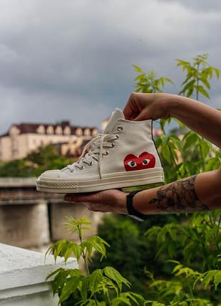 Кеди comme des garcons white high2 фото
