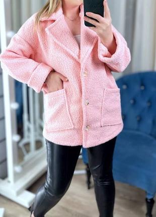Пальто жіноче рожеве тепле коротке2 фото
