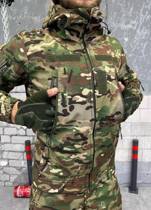 Осенний тактический костюм софтшел мультикам на флисе , утеплнный армейский костюм1 фото
