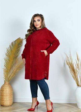 Пальто альпака турция с капюшоном батал