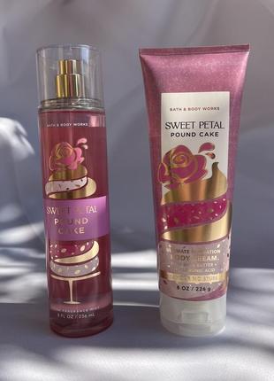 Набор для тела sweet petal pound cake от bath &amp; body works2 фото