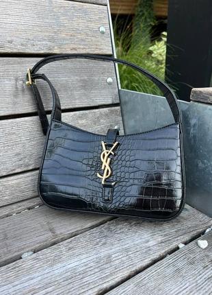 Женская сумка yves saint laurent hobo croco black