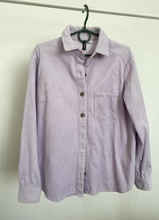 Вельветова сорочка лілового кольору h&m