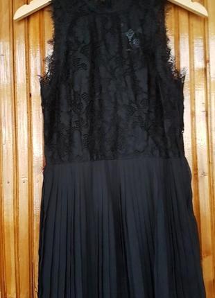Нежное вечернее, выпускное платье миди h&amp;m без рукавов из кружева с "войками"4 фото