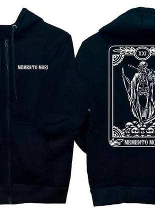 Тепла толстовка мілітарі з принтом мементо морі. memento mori 2xs-2xl