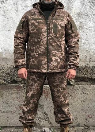 Костюм комбінезон + куртка soft shell піксель зимовий