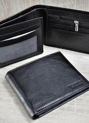 Кошелек мужской кожаный черный 9*11*2  (турция)