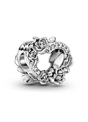 Срібна намистина pandora серце та рози шарм