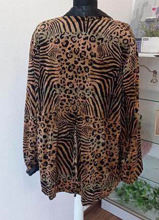 Стильный батальный велюровый леопардовый пиджак/ жакет4 фото