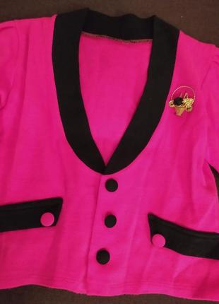 Ярко розовый нарядный костюм для девочки пиджак + юбка5 фото