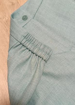 Широкие голубые брюки палаццо на высокой посадке свободные штаны8 фото