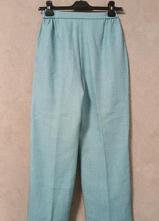 Широкие голубые брюки палаццо на высокой посадке свободные штаны3 фото
