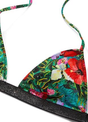 Купальник раздельный женский victoria's secret shine strap triangle bikini со стразами l цветочный4 фото